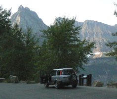 Parked at a scenic turn-out along the Glacier road.