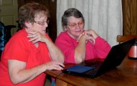 Here we see Pam showing Ina the pictures from here skydive!