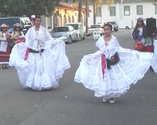 Mexican dancers performing on the mall. 