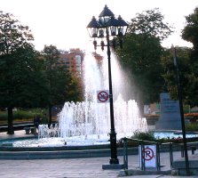 One of the many fountains and pocket parks.