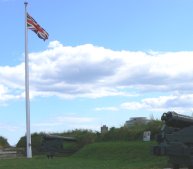 The British flag flies over the fort as it did long ago, in addition to the flag of Canada.