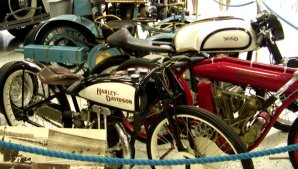 There are a number of early motorcycles on display.