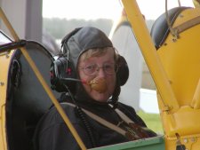Pam is ready for flight in the 1937 Tiger Moth!