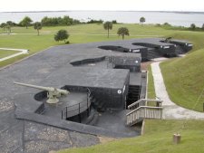 These gun emplacements were used for harbor defence in WWII.