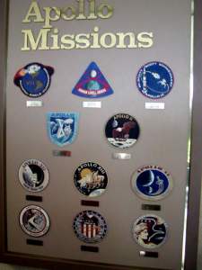 This is a collection of patches worn by the Apollo astronauts.