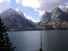 Cathedral Peaks, as seen from across Jenny Lake.